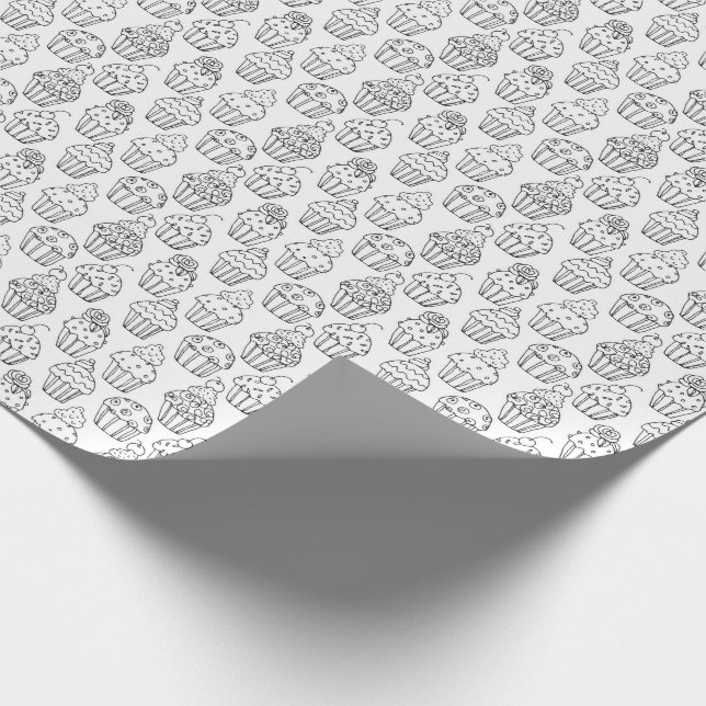 Colour Your Own Fancy Cupcakes Wrapping Paper (Corner)