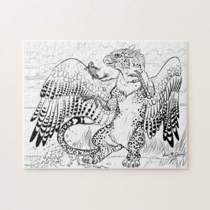 Colour Your Own Fishing Leopard Gryphon Jigsaw Puzzle