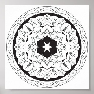 Colour-Your-Own Floral Mandala 060517_4 Poster