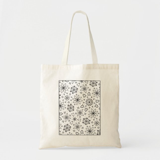 Colour Your Own Floral Tote Bag (Front)