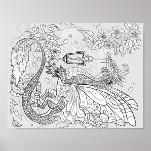 Colour your Own Garden Faery Dragon Poster