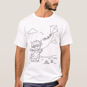 Colour‑Your‑Own Highland Cow Men’s T‑Shirt T-Shirt