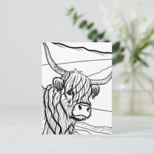 Colour Your Own! Highland Cow  Postcard