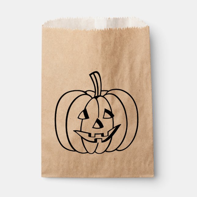 Colour-Your-Own Jack-O-Lantern Halloween Pumpkin Favour Bag (Front)