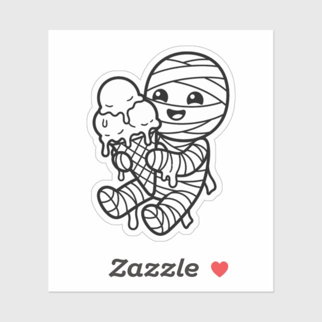 Colour Your Own Kawaii Mummy Ice Cream (Sheet)