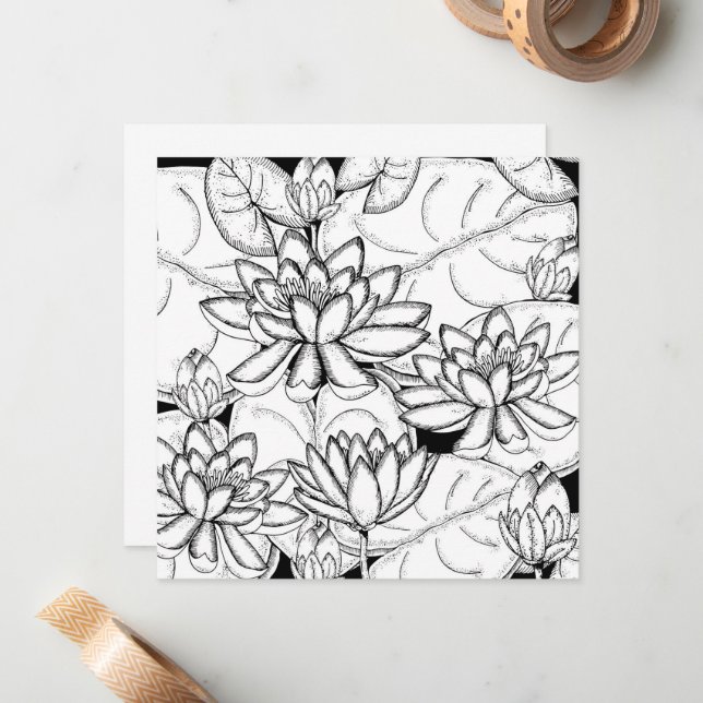Colour Your Own Lotus Flowers Card (Front/Back In Situ)