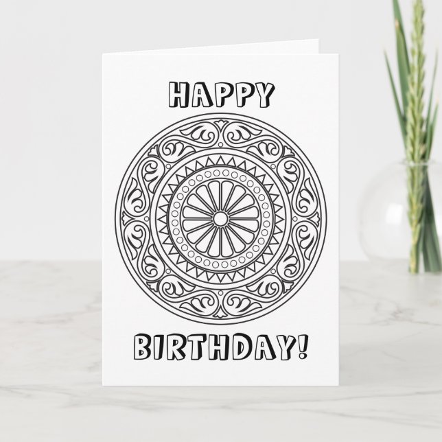 Colour Your Own Mandala with Custom Text Card (Front)