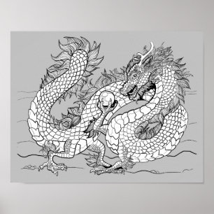 Colour your own Pearl Dragon Poster