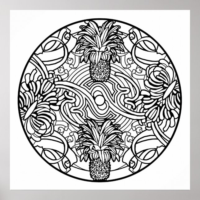 Colour Your Own Pineapple Mandala Colouring Poster (Front)