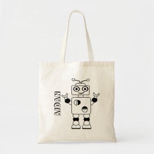 Colour Your Own Robot Kids Personalized Colouring Tote Bag