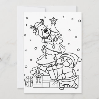 Colour Your Own Santa and Reindeer Holiday Card