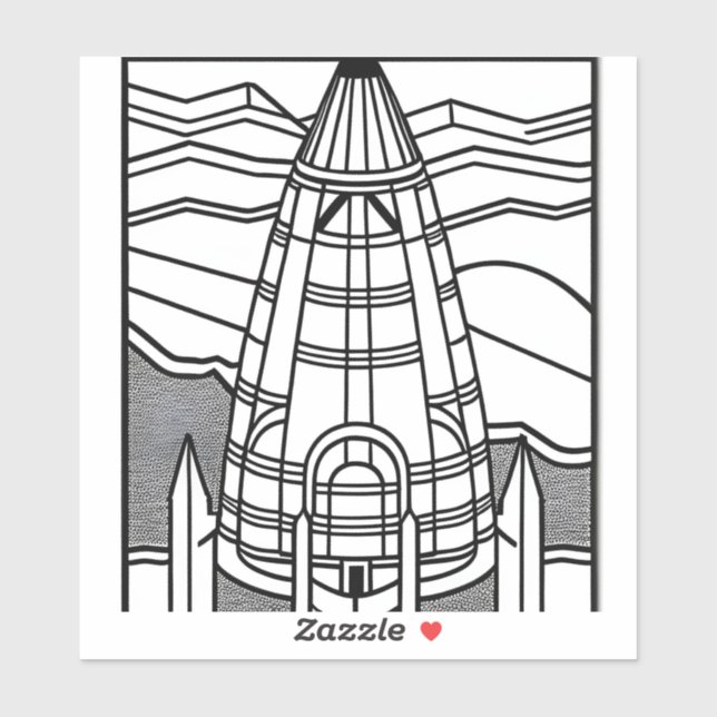 Colour Your Own Spaceship Black White Design (Sheet)