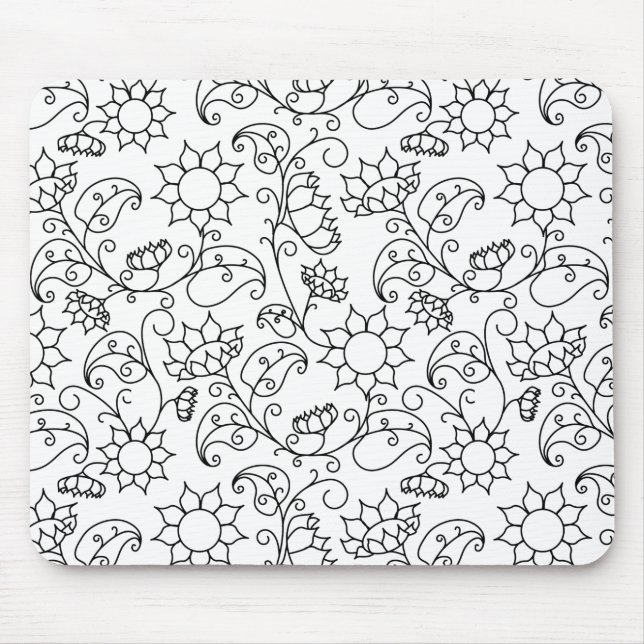 Colour Your Own Sunflower Floral Pattern  Mouse Pad (Front)
