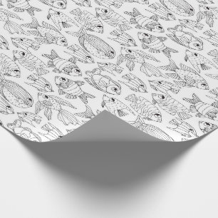 Colour Your Own Tropical Fish Wrapping Paper