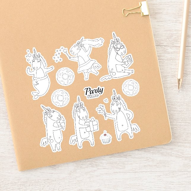 Colour your own Unicorns Doughnut Party Fun Custom (Notebook)