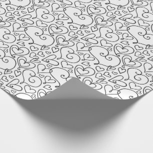 Colour Your Own Whimsical Hearts Pattern Wrapping Paper