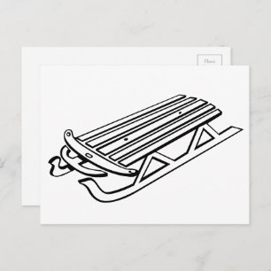 Colour-Your-Own Winter Snow Sled Postcard