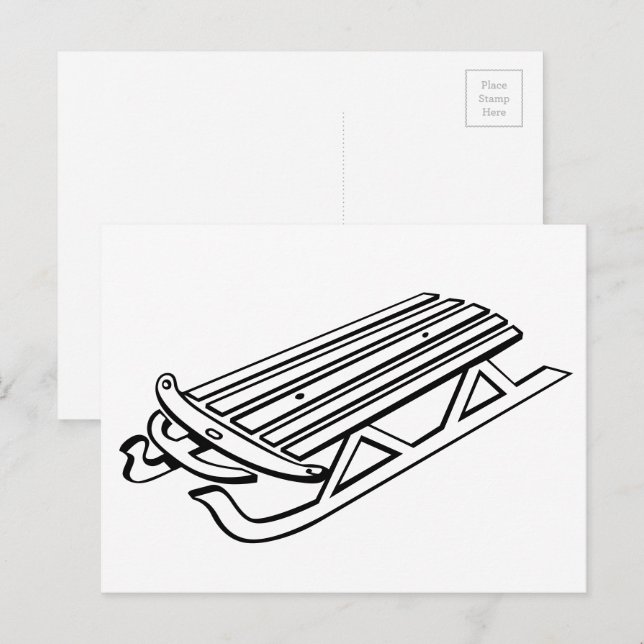 Colour-Your-Own Winter Snow Sled Postcard (Front/Back)