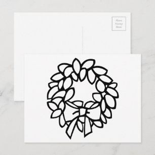 Colour-Your-Own Wreath with Bow Postcard