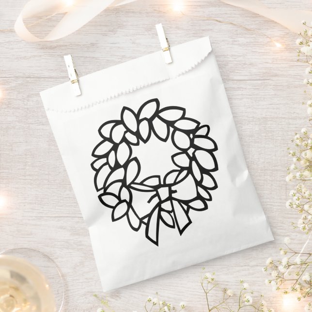 Colour-Your-Own Wreath with Bow Set of 50 Favour Bag (Clipped)