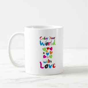 Colour Your World with Love - Vibrant Heart Design Coffee Mug