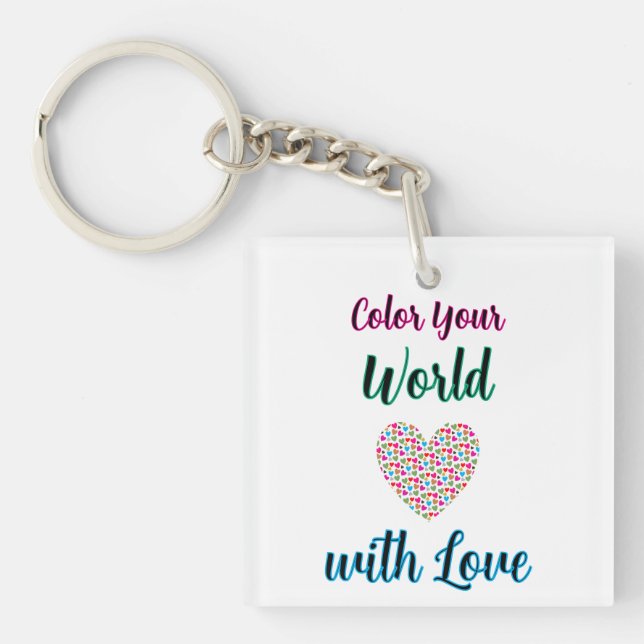 Colour Your World with Love - Vibrant Heart Design Keychain (Front)