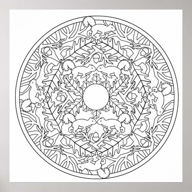 Colour Yourself Mandala Poster Squirrel Poster (Front)