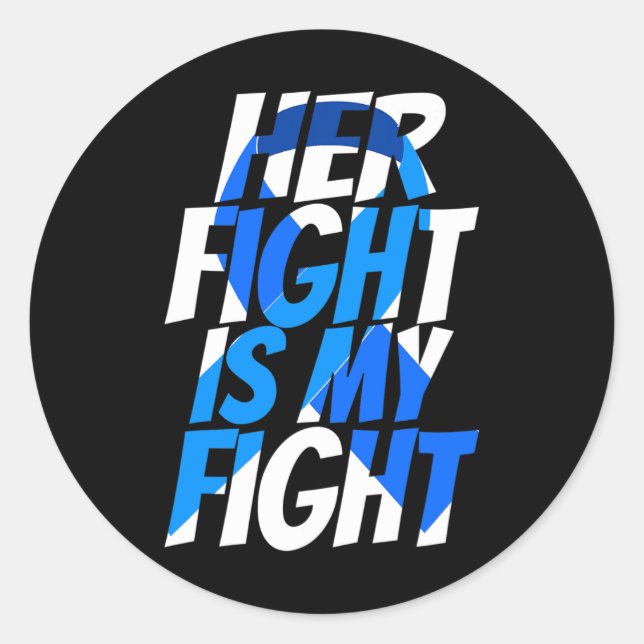 Colourectal Blue Ribbon Colon Cancer Awareness For Classic Round Sticker (Front)