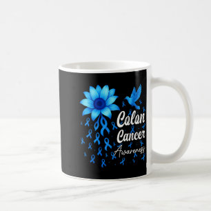 Colourectal blue ribbon sunflower colon cancer coffee mug
