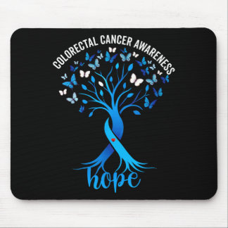 Colourectal cancer awareness blue ribbon tree mouse pad
