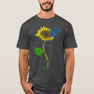 Colourectal Cancer Awareness Month Ribbon Sunflowe T-Shirt