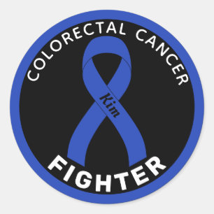Colourectal Cancer Fighter Ribbon Black Classic Round Sticker