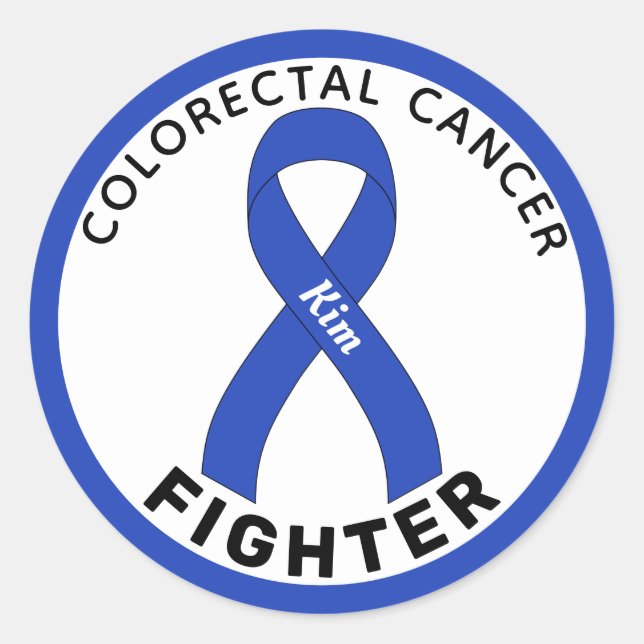 Colourectal Cancer Fighter Ribbon White Classic Round Sticker (Front)