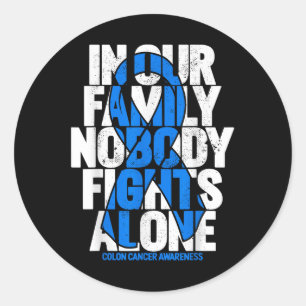 Colourectal Cancer Support Family Blue Colon Cance Classic Round Sticker