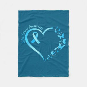 Colourectal colon cancer awareness blue ribbon fleece blanket