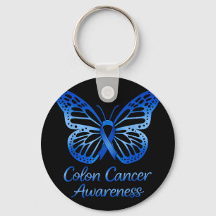 Colourectal colon cancer awareness blue ribbon keychain