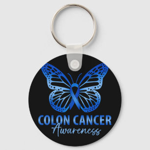 Colourectal colon cancer awareness blue ribbon keychain
