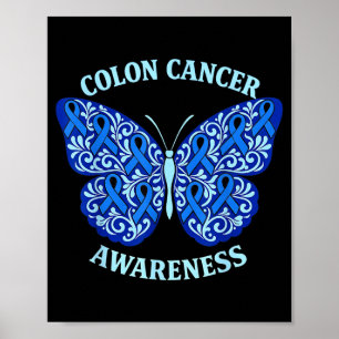 Colourectal Colon Cancer Awareness Blue Ribbon Poster