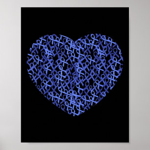 Colourectal Colon Cancer Awareness Blue Ribbon Poster