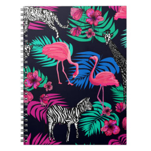 coloured african background, giraffe, leopard, tig notebook