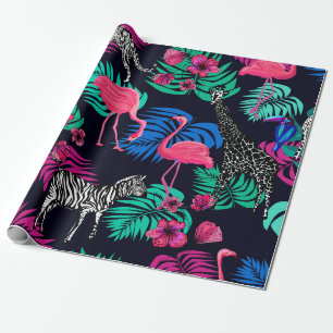 coloured african background, giraffe, leopard, tig wrapping paper