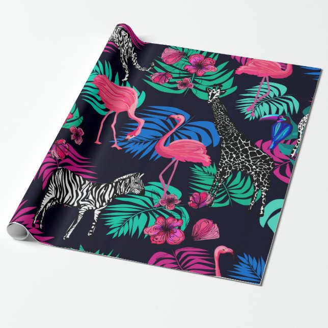 coloured african background, giraffe, leopard, tig wrapping paper (Unrolled)