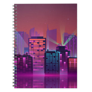 Coloured and bright night cityscape. illustration notebook