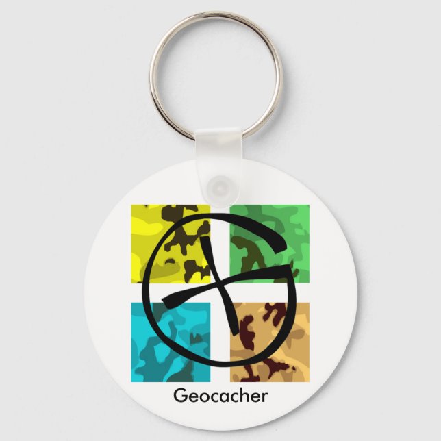 Coloured and logoed Geocaching Keychain (Front)