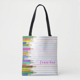 Coloured Art Pencils Design Back To School Custom Tote Bag