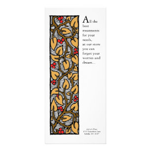 Coloured Arts and Crafts Vine and Leaf Rack Card
