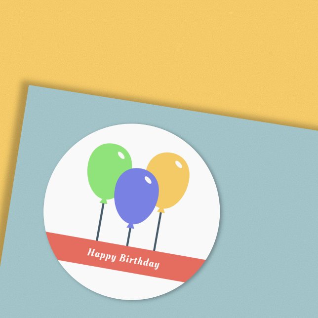 Coloured Balloons Birthday Stickers (Colored Balloons Birthday Stickers)