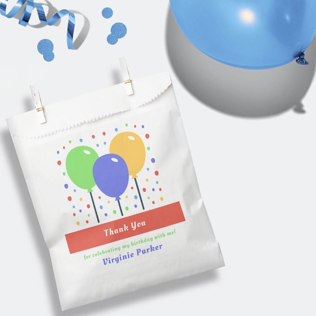 Coloured Balloons Birthday Thank You Favour Bag (Colored Balloons Birthday Thank You Favor Bag)
