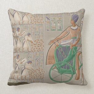 Coloured base reliefs from the south gallery of th throw pillow