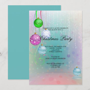 Coloured Baubles & Decorations Christmas Party Invitation